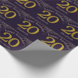 20 Glitter Gold Birthday Wrapping Paper Cadeaupapier