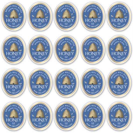 20 Gouden Skep met Honingbijen Honing op 14" Stick Sticker (Voorkant)