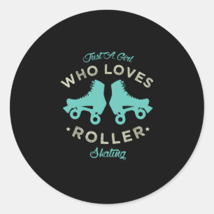 20.Grappig, gewoon een meisje dat van rolschaatsen Ronde Sticker