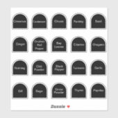 20 herbes et épices de cuisine, étiquette noir et  (Feuille)