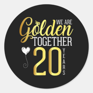 20 Jaar 20e Jubileum Shirten voor Koppels Husban Ronde Sticker