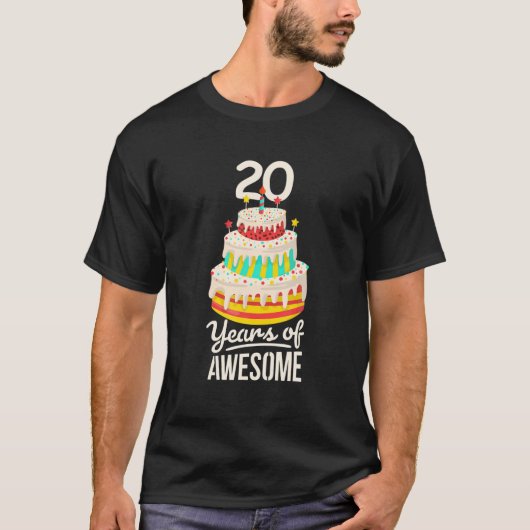 20 jaar Geweldige grappigheid 20e verjaardag Cake  T-shirt (Voorkant)