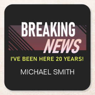 20 jaar Jubileum twintigste werknemer Vierkante Kartonnen Onderzetter