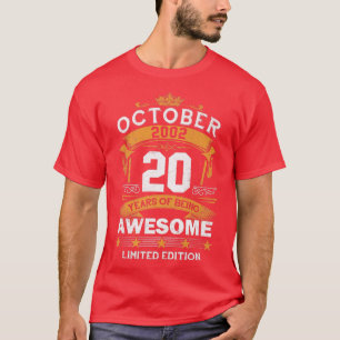 20 jaar oude geschenken oktober 2002 20e verjaard t-shirt