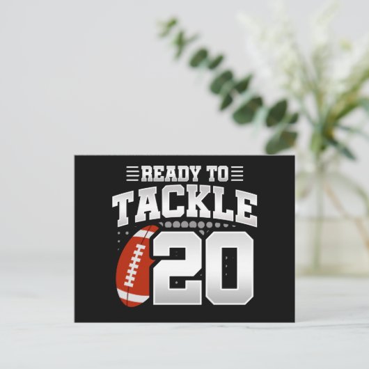 20 Jaar Oude Tackle Voetbal Feestje 20ste Verjaard Briefkaart (Staand voorkant)