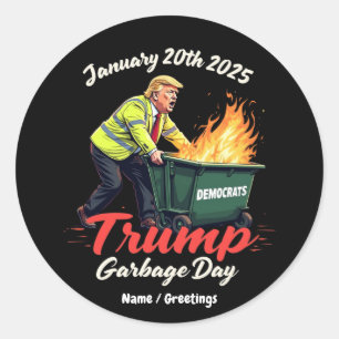 20 jan 2025 Trump vuilnisdag doet politiek ontbran Ronde Sticker