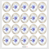 20 Kleine Jar Ovaal Blauw Bloem Honing Label en Be (Vel)