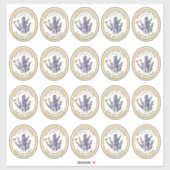 20 Kleine Jar Ovaal Lavendel Honing Label met Bije (Vel)