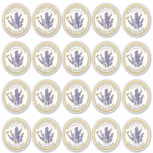 20 Kleine Jar Ovaal Lavendel Honing Label met Bije