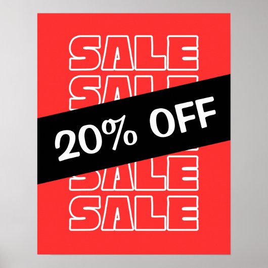 20% Off Verkoopteken, Winkelsignage, Rode verkoop Poster (Voorkant)