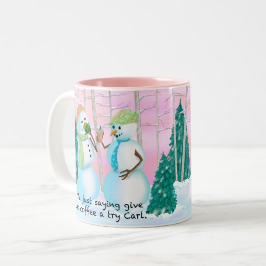 20 oz Snowmen en Coffee-mok Tweekleurige Koffiemok (Voorkant links)