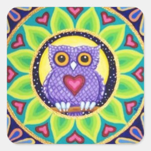 20 petits autocollants pourpres mignons de hibou