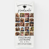 20 Photo Collage Afstuderen Modern Minimal White Spandoek (Verticaal)