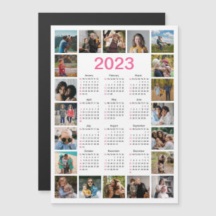 20 Photo Collage US 2023 Calendrier Carte magnétiq