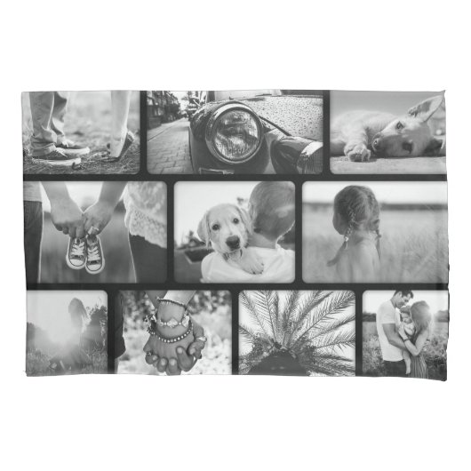 20 Photo Pillow Hoesje Sjabloon Collage Black Lijs Kussensloop (Voorkant)