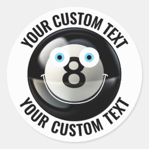 20 Pool 8 Bal Gepersonaliseerde Tekst Custom Happy Ronde Sticker