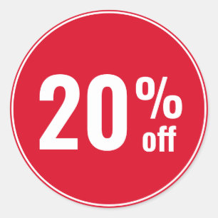 20 procent korting aanbieding ronde sticker