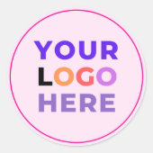 20 Promotionele Bedrijf Business Logo, Roze Brande Ronde Sticker (Voorkant)