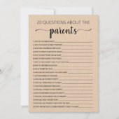 20 Questions sur la carte de Baby Shower des Paren (Devant)