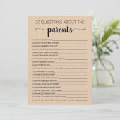 20 Questions sur la carte de Baby Shower des Paren (Debout devant)