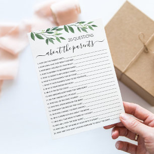 20 Questions sur la carte de Baby shower Parents