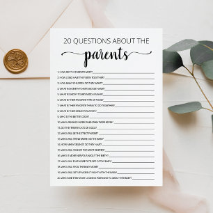 20 Questions sur la carte de Baby shower Parents
