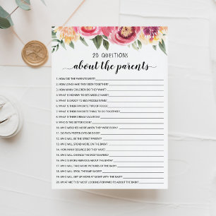 20 Questions sur la carte de Baby shower Parents