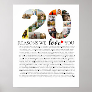 20 redenen waarom we van je houden verjaardag trou poster