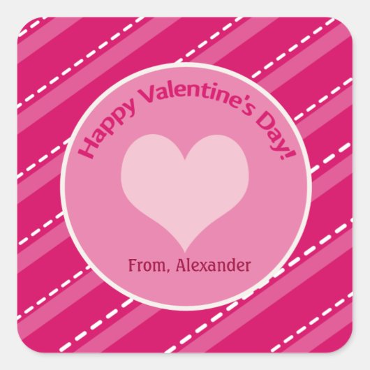 20 Saint Valentin Coeurs en coups Stickers Carrés (Devant)