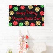 20 Sided Dice DND Game Verjaardag Groen Rood Goud Spandoek (Insitu)