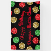 20 Sided Dice DND Game Verjaardag Groen Rood Goud Spandoek (Verticaal)