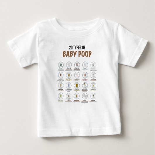 20 soorten Baby poep t-shirt (6 mol) (Voorkant)