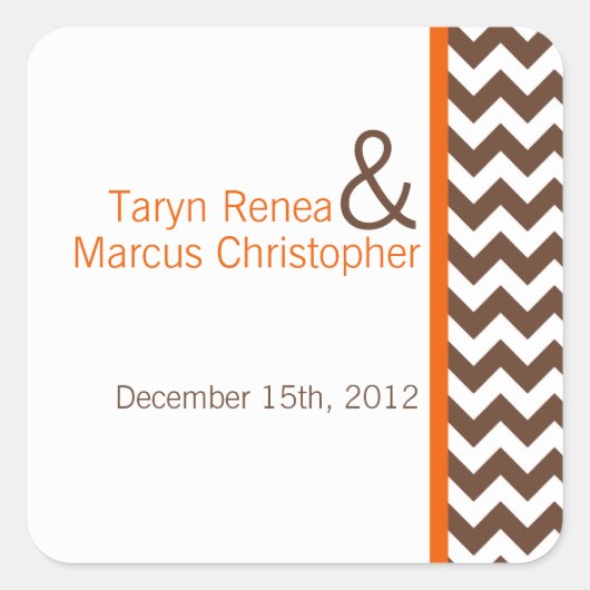 20 Stickers Favor Brown Orange Nom Chevron (Devant)