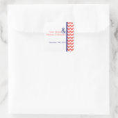 20 Stickers Favor Coral Navy Blue Chevron Nom (Sac)