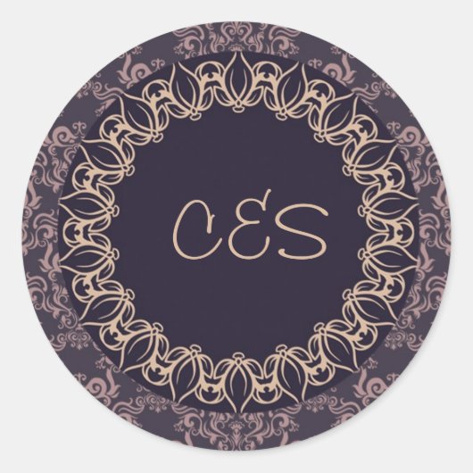 20 Stickers Mariage en dentelle violet (Devant)