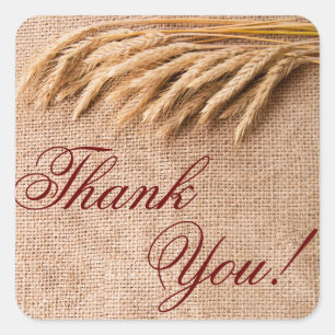 20 Stickers Merci Blé sur Burlap Sack Country