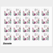 20 Stickers Merci Fleurs tropicales en blanc (Feuille)