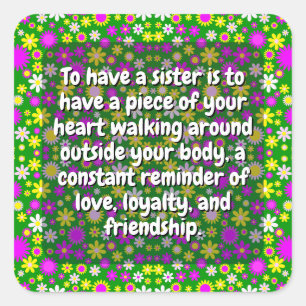 (20 stks) Special Sister Quotes   Elegante bloem Vierkante Sticker