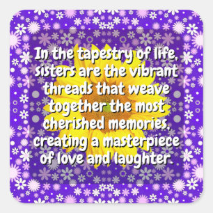 (20 stks) Zuster Quote (Sisterhood Gift) Bloemen Vierkante Sticker