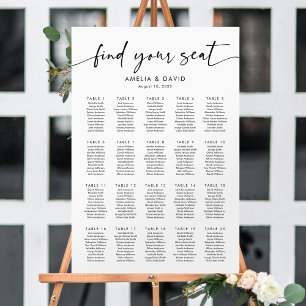 20 tabellen Zoek uw Zitplaatskaart Poster