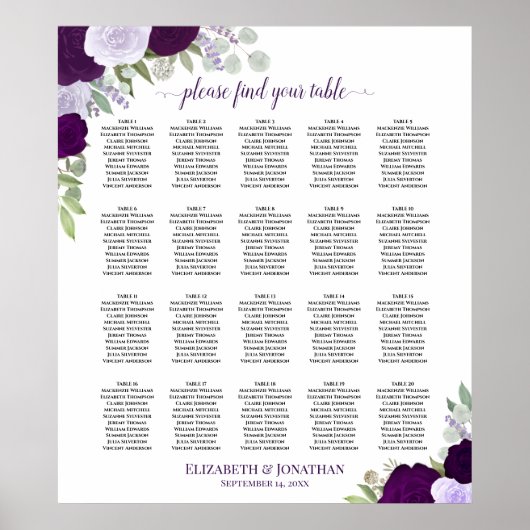20 Tableau Boho pourpre Mariage floral tableau (Devant)