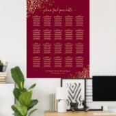 20 Tableau Élégant Burgundy & Gold Seating Chart (Bureau à domicile)