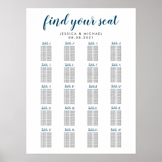 20 Tableau Marine Couleur Mariage Places assises (Devant)