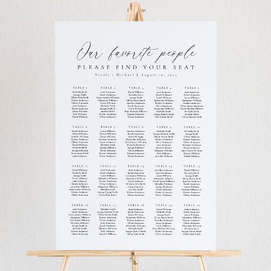 20 Tables Favorite People Acrylic Seating Chart