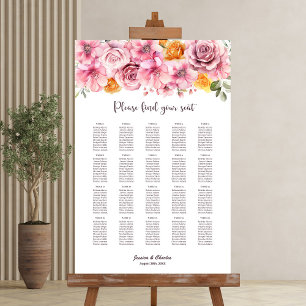 20 Tafel Elegant Roze Bloemen Bruiloft Zitkaarten Poster