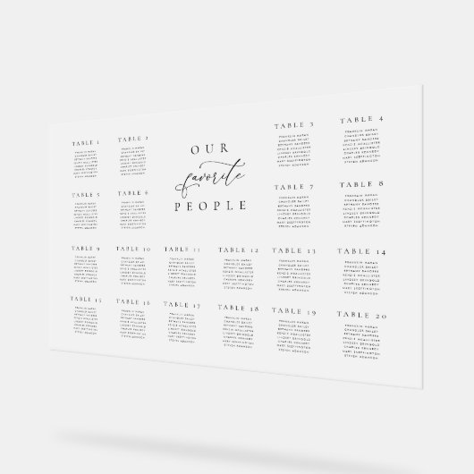 20 tafel Frosted Acryl Zitting Grafiek Acryl Bord (Hoek)