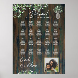 20 Tafel Rustisch Hout Gypsophila FOTO-Zittingssch Poster