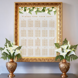 20 Tafels Stoelindeling Marmer Calla Lelie Bloem Poster