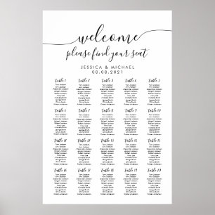20 Tafels Welkom Bruiloft 200 Gasten Zitkaart Poster