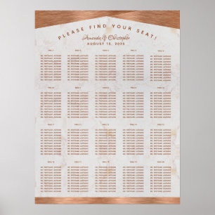 20-tafelstoelindeling Huwelijk Marmer Koper Poster